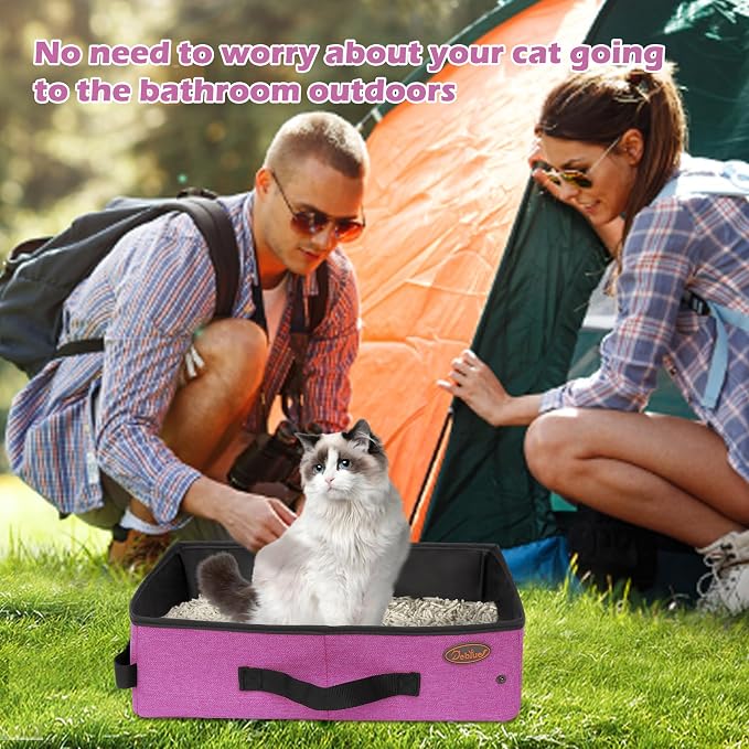 Deblue Portable Cat Travel Litter Box in Car, Collapsible Cat Litter Carrier - Image 3
