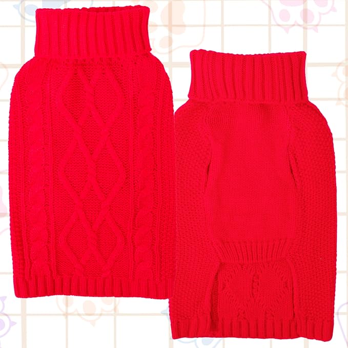 Xmas Dog Sweaters for Small Dogs Winter Dog Clothes Turtleneck Puppy Sweater - Image 4