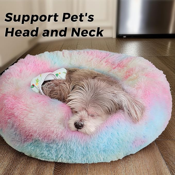 Calming Dog Bed & Cat Bed with Anti-Slip Bottom, Medium Size Washable - Image 2