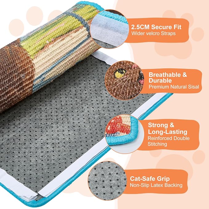Cat Scratching Mat with Bonus Adhesive Catnip | All-in-One 23.6x15.7 Inch Sisal - Image 6