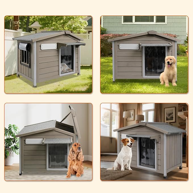 PetsCosset 30.1" L Large Dog House Outdoor & Indoor, Fir Wood Dog Kennel - Image 8