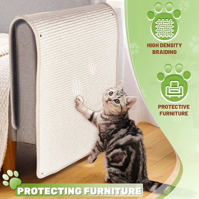 Natural Sisal Cat Scratcher Mat, Wall Scratcher Carpet, Cat Climbing Wall - Image 5