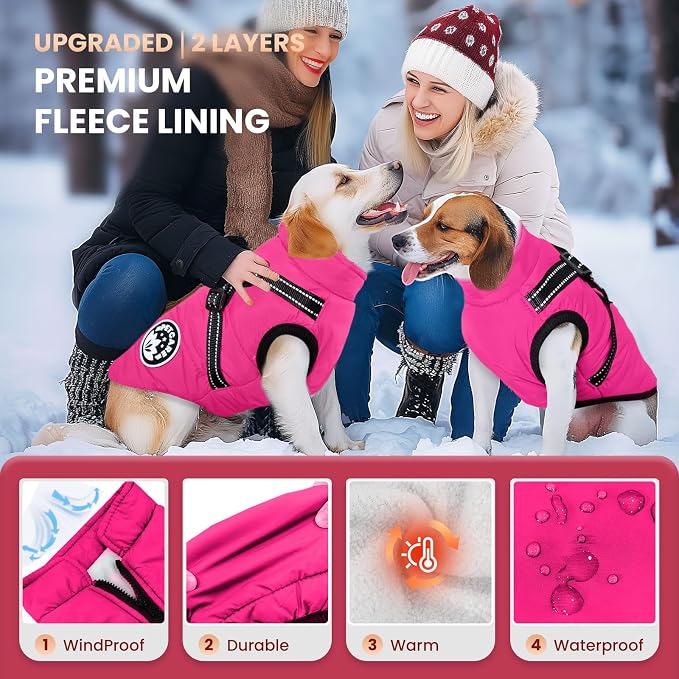PETCARE Winter Dog Coat with Harness Built in Waterproof Dog Jackets Warm Pet - Image 2