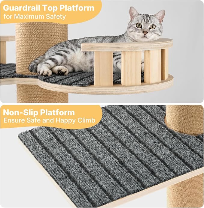 Veehoo Floor to Ceiling Cat Tree, Adjustable Height Tall Climbing Tower - Image 4