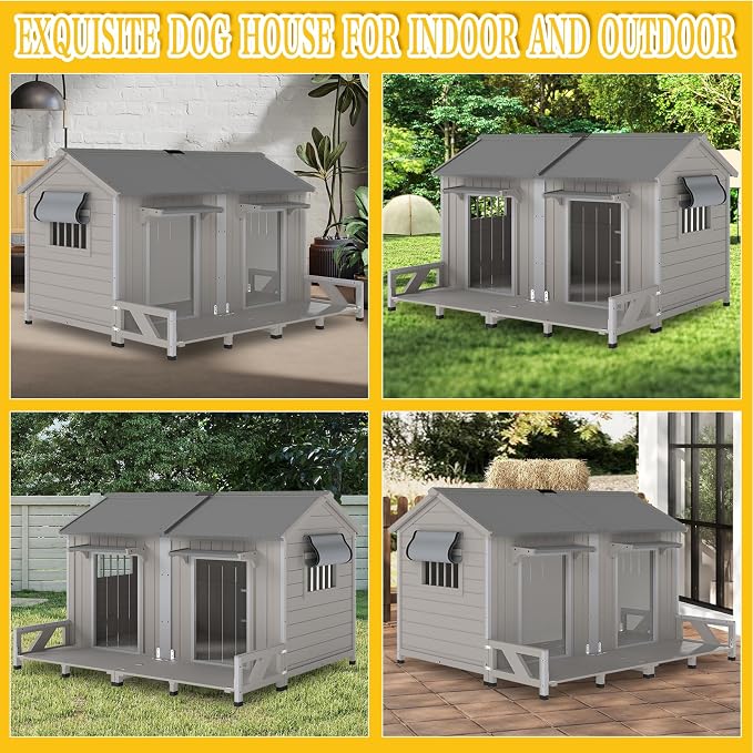 PetsCosset 59.4" L Large Dog House Outdoor & Indoor, Fir Wood Dog Kennel - Image 8