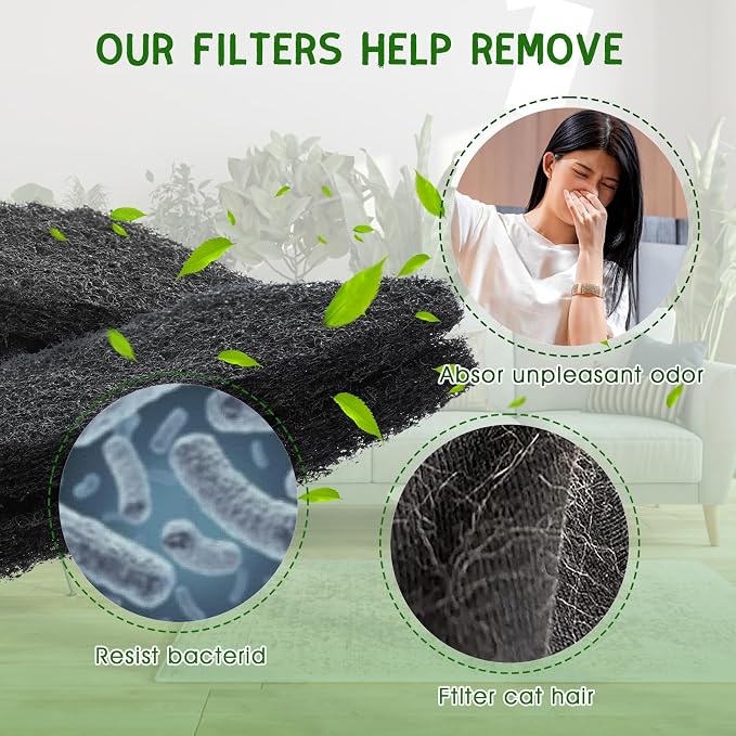 4 Pack 0.5 in Thickness Carbon Filters Compatible - Image 2