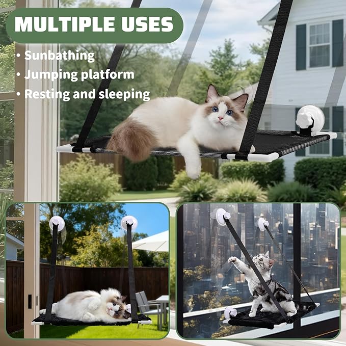 Cat Window Perch Indoor Easy to Assemble Hammock Bed Two Replaceable Cat Pads - Image 6