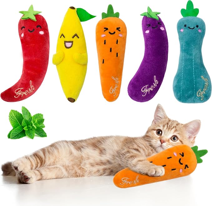 Catnip Toys for Indoor Cats, 5 Pack Cat Toys for Cats, Fluffy Catnip Toys for by Seyezo