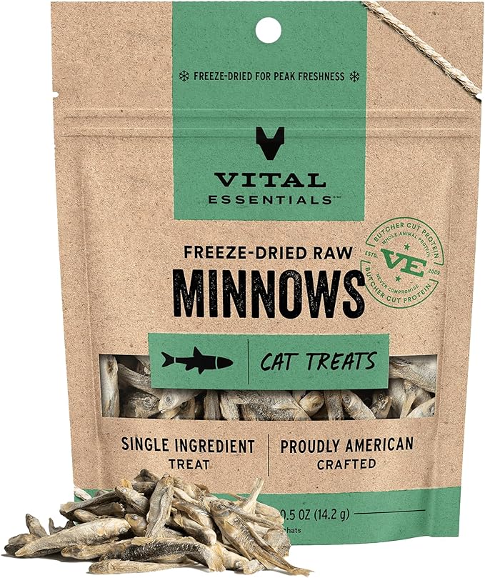 Vital Essentials Freeze Dried Minnows Cat Treats | Single Ingredient | Premium by VitalEssentials