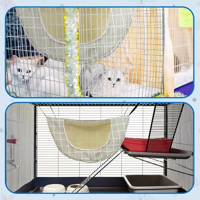 Jetec 2 Pieces Cat Cage Hammock Indoor Hanging Pet Bed Double Layer Hanging Cat - Image 3