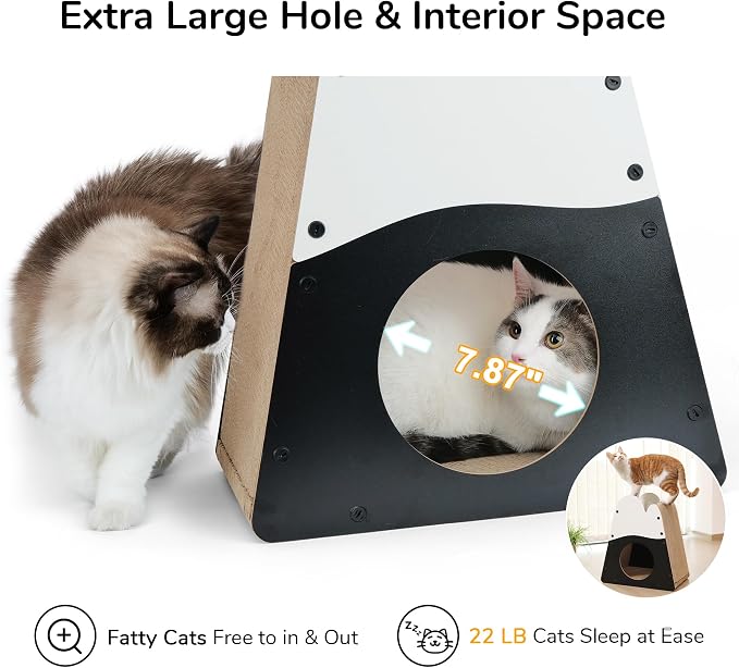 FUKUMARU Cat Scratcher House, 19.5 Inch Cozy Cardboard Cat Scratcher, Moutain - Image 4