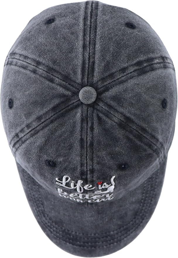 Life is Better with Cat Hat for Women Men, Adjustable Cotton Embroidered cat - Image 5