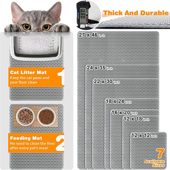 Waterproof Cat Litter Mat, Double Layer EVA, Odor-Free Large Grid, Urine Proof - Image 2