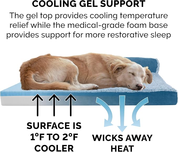 Furhaven Cooling Gel Dog Bed for Large Dogs w/ Removable Bolsters & Washable - Image 4