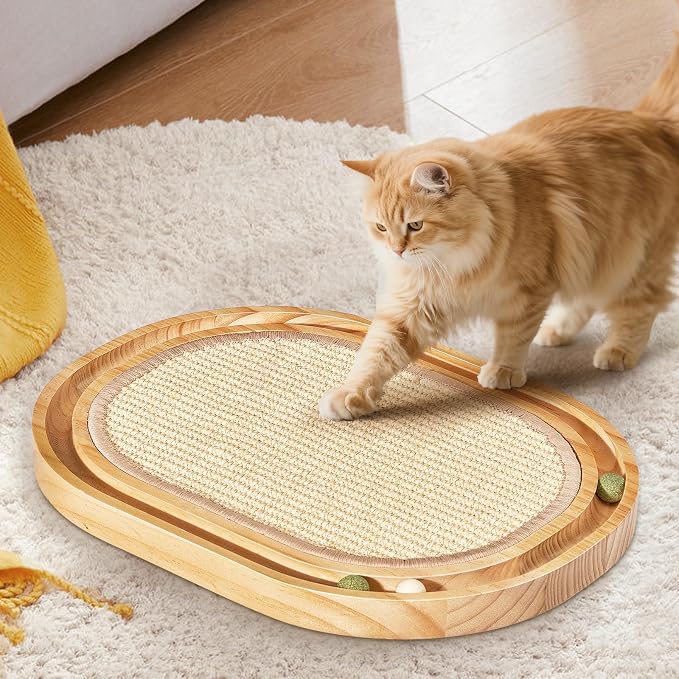 Oval Sisal Cat Scratcher with Ball Track - Image 2