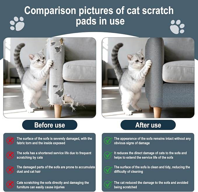 2 Pcs 39.4"X15.8" Adhesive Cat Scratch Mat, Self Adhesive Furniture Protector - Image 5