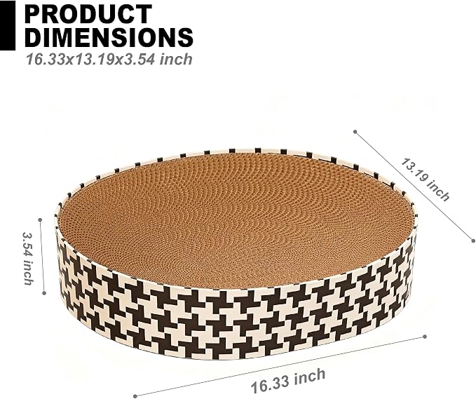 2-in-1 Oval Cat Scratcher Bed Cardboard Bed Lounge, Durable Cat Scratch Pad - Image 3