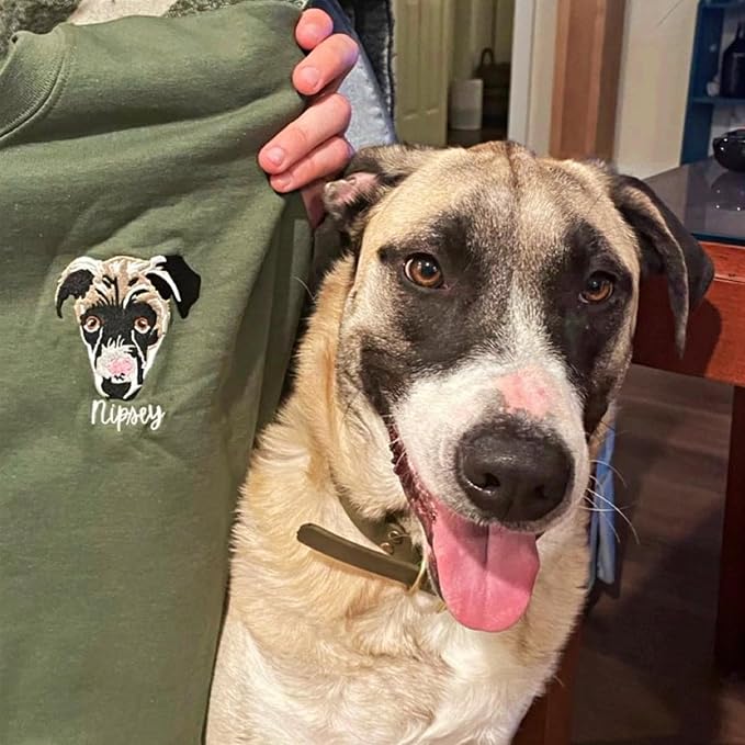 GODMERCH Custom Embroidered Pet Portrait Zip Hoodie From Photo, Personalized - Image 6