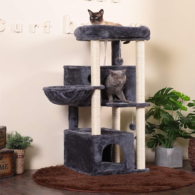Hey-brother Cat Tree, 2 Plush Condos, Big Plush Perches MPJ011G - Image 5