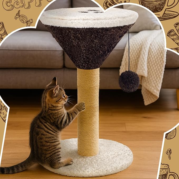 Sosation Espresso Martini Cat Scratcher 19.7" H Cat Scratching Post Scratcher - Image 5