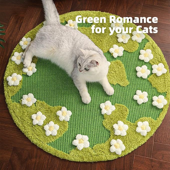 31 x 31 Inch 3D Garden Cat Scratcher Mat, Flower Sisal Cat Scratch Pad - Image 8