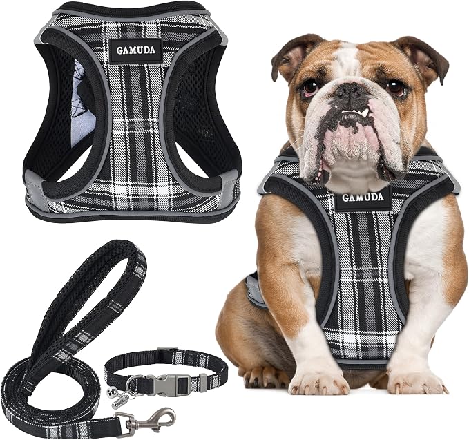GAMUDA Small Dog Harness Collar and Leash Set, Step in No Chock No Pull Soft by GAMUDACollarsCollection