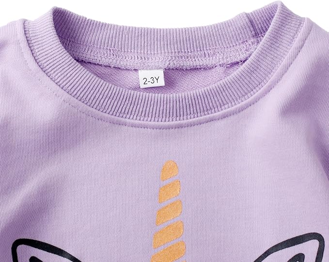 Little Girls Unicorn Outfits 2 Piece Kids Ruffle Sleeve Sweatshirt + Leggings - Image 2