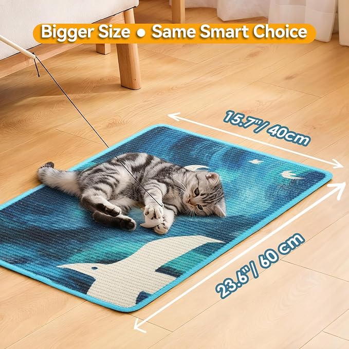 3-in-1 Sisal Cat Scratcher Mat 23.6x15.7'' Protects Carpet Couch & Furniture - Image 7