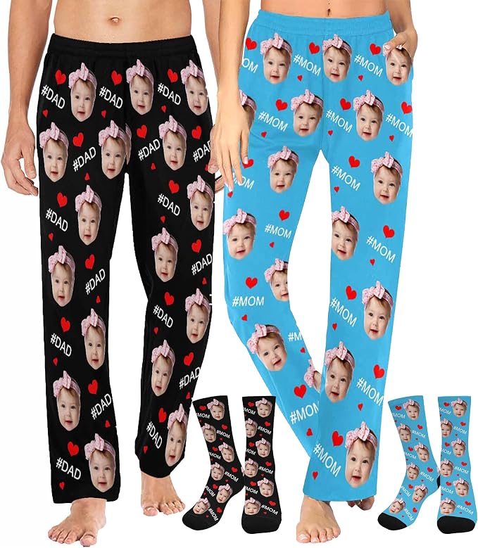 MyPupSocks Customized Face Pajamas Pants Sleep Bottoms by MyPupSocks