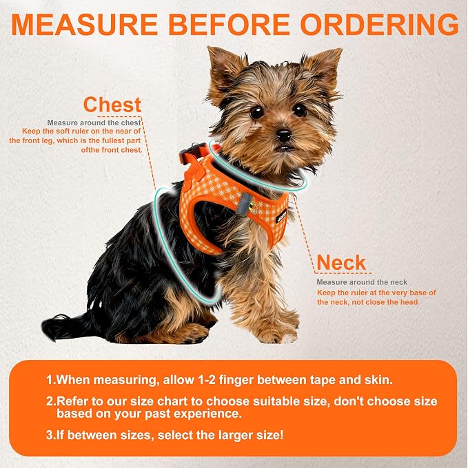 AIITLE Plaid Print Dog Harness Set – Lightweight, Reflective & Adjustable Vest - Image 4