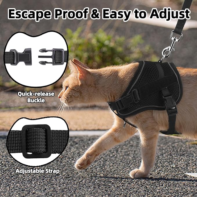PUPTECK Cat Harness and Leash Set Escape Proof, Adjustable Reflective Kitten - Image 5