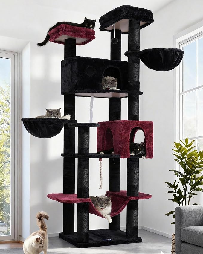 Tall Cat Tree, Large Cat Tower for Adult Cats, 80.7'' Heavy-Duty Cat Tree House by Gitelnour