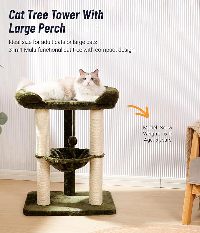 Happi N Pets 28" Cat Tree Tower, Tall Cat Scratching Post - Image 2