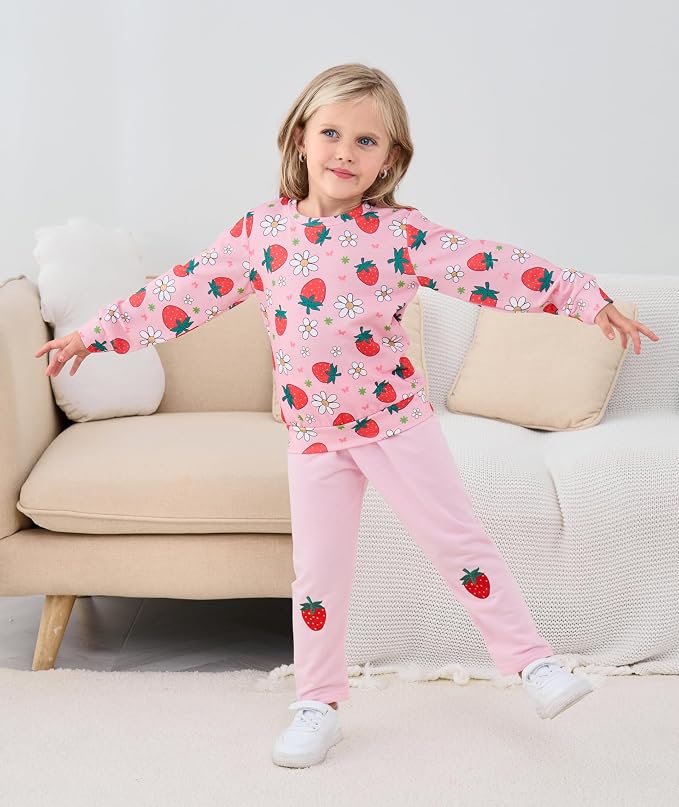 Little Girls Unicorn Outfits 2 Piece Kids Ruffle Sleeve Sweatshirt + Leggings - Image 3