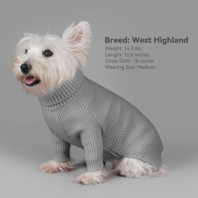 cyeollo Turtleneck Dog Sweater Knitted Cable Sweaters - Image 7