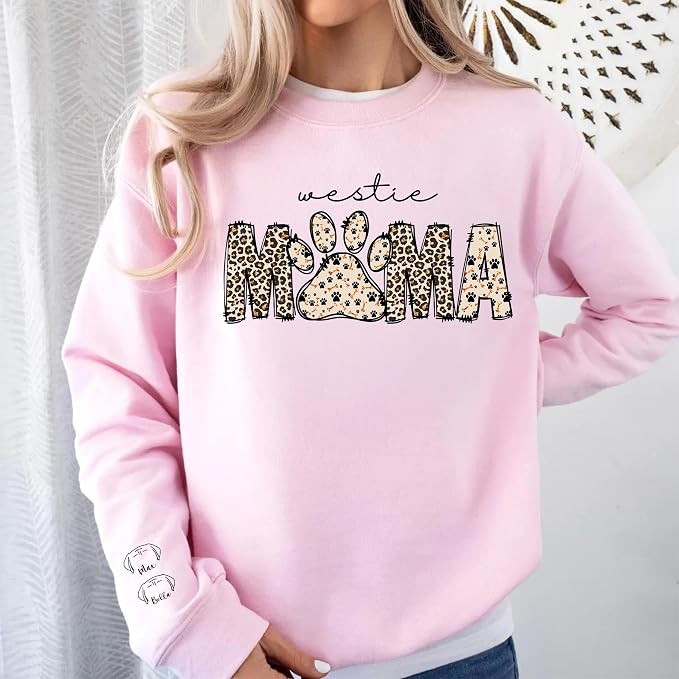 Personalized Dog Breed Mama Sweatshirt, Custom Paw Print Sweater, Cozy Pet - Image 5