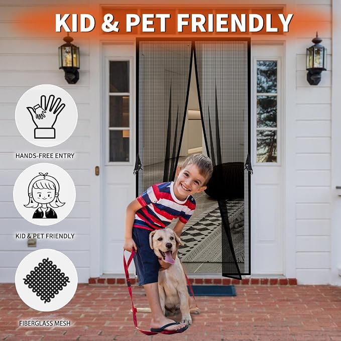 Reversible Left Right Side Opening Fiberglass Magnetic Screen Door, Fit Door - Image 3