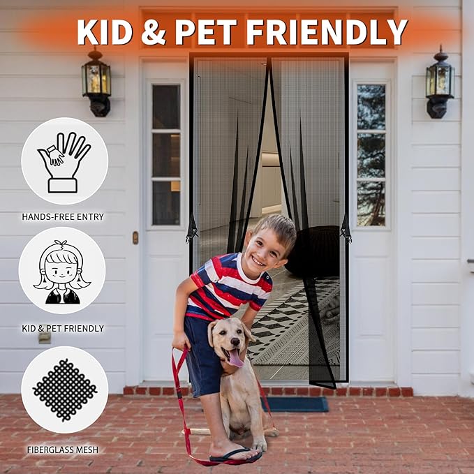 Fiberglass Magnetic Screen Door Fit Door Size 36 x 78 in- Heavy Duty Fiberglass - Image 4