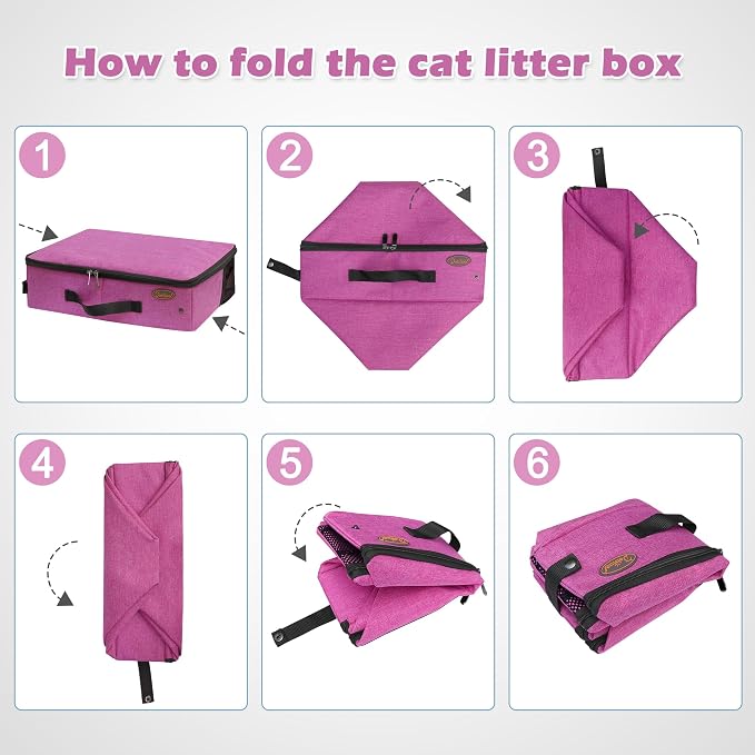 Deblue Portable Cat Travel Litter Box in Car, Collapsible Cat Litter Carrier - Image 8