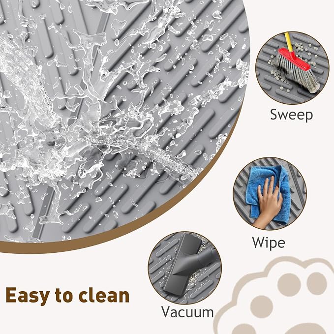Cat Litter Mat with Grooves & Raised Edge, Urineproof/Waterproof, Litter - Image 3