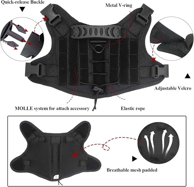 Tactical Dog Training Harness Outdoor Working Vest Adjustable Military MOLLE - Image 5
