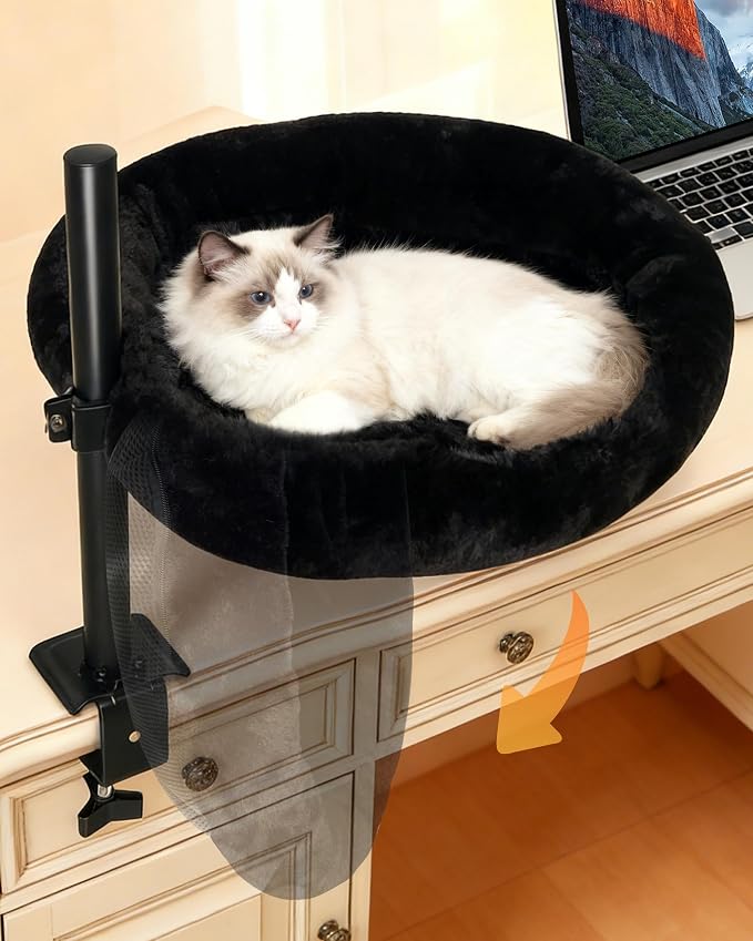 L&W BROS. Cat Desk Bed, 20.5"x18.5" Foldable Clamp-On Desk Cat Hammock by LWBROS