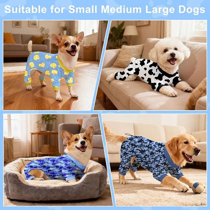 Bienbee Dog Pajamas, 4 Pack Dog Recovery Suit Shedding Suit Cute Soft Puppy - Image 3