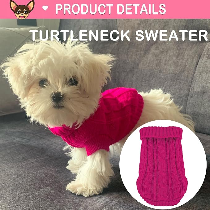 2 Pack Dog Sweaters for Small Dogs, Chihuahua Yorkie Sweater, Dog Clothes for - Image 2