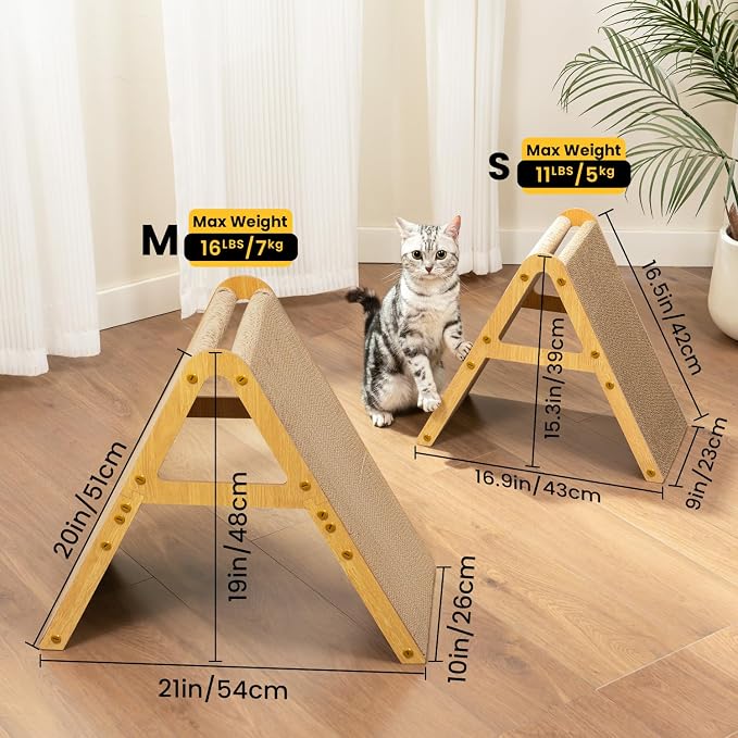 Cat Scratcher Cardboard with Wood Frame, 3-in-1 Vertical & Horizontal - Image 2