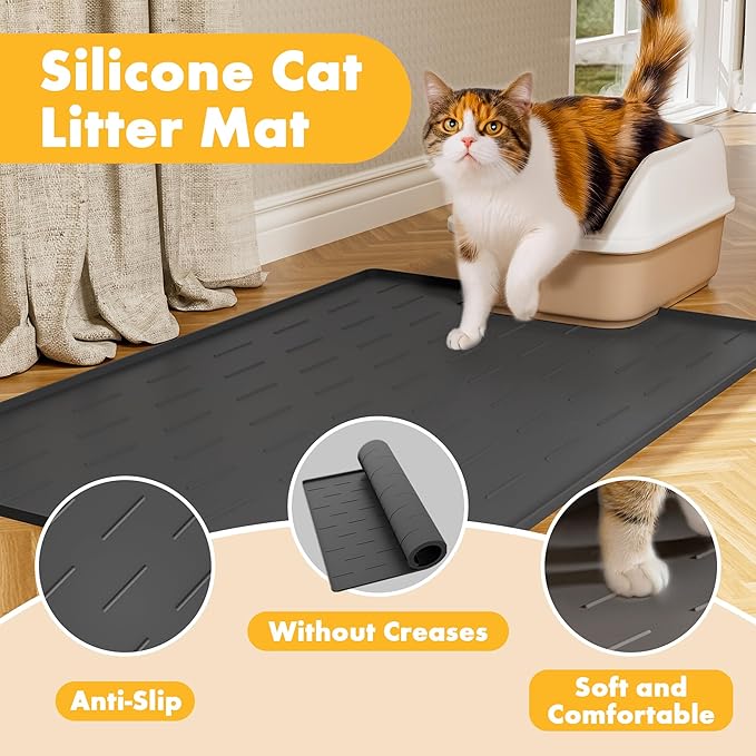 Pieviev Silicone Cat Litter Trapping Mat, Waterproof Kitty Litter Pads - Image 4