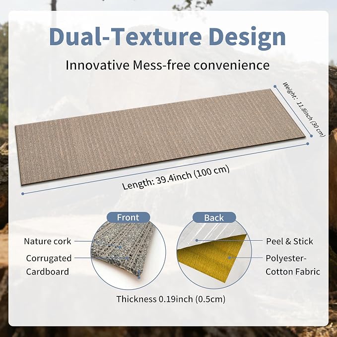 Natural Cork Cat Scratcher Mat, Self-Stick & Trimmable Furniture Protector - Image 3
