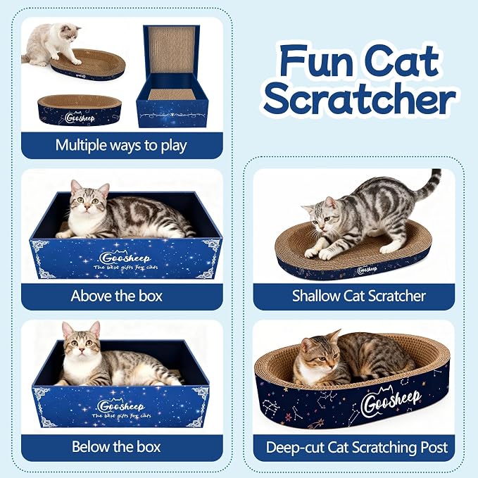 4-in-1 Cat Scratcher and Bed, 2 Scratching Pads & 2 Oval Loungers - Image 3