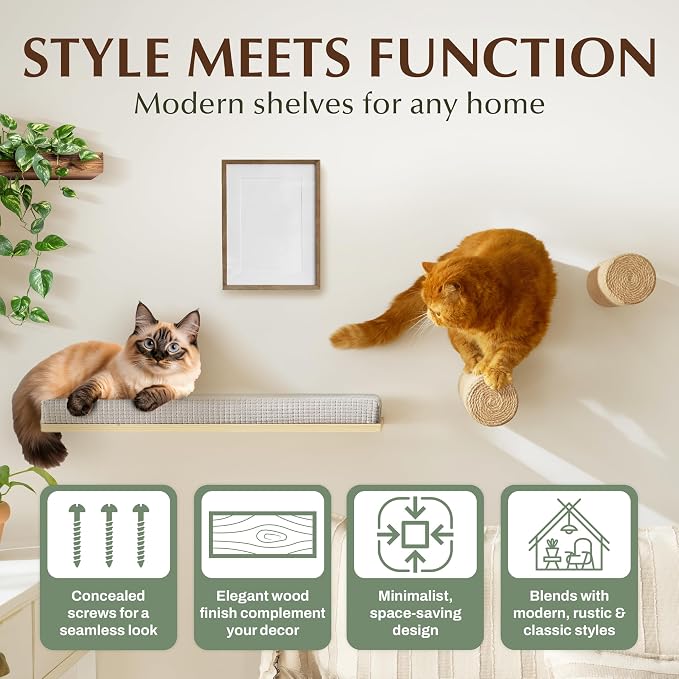 Extra Large 23.6”x12.6” CALLICO HAVEN- Stylish Cat Wall Shelves - Image 6