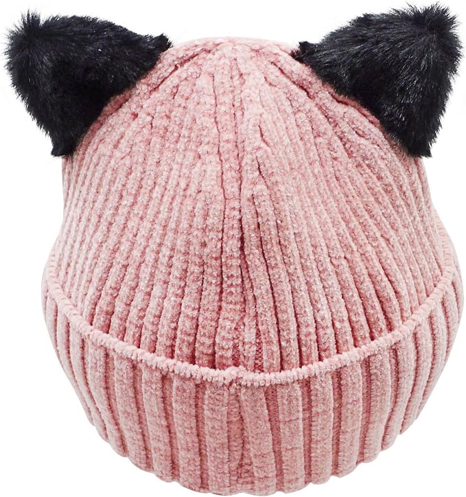 Bellady Mother Children Sequin Cat Ears Hats Warm Knit Crochet Beanies Cute - Image 4